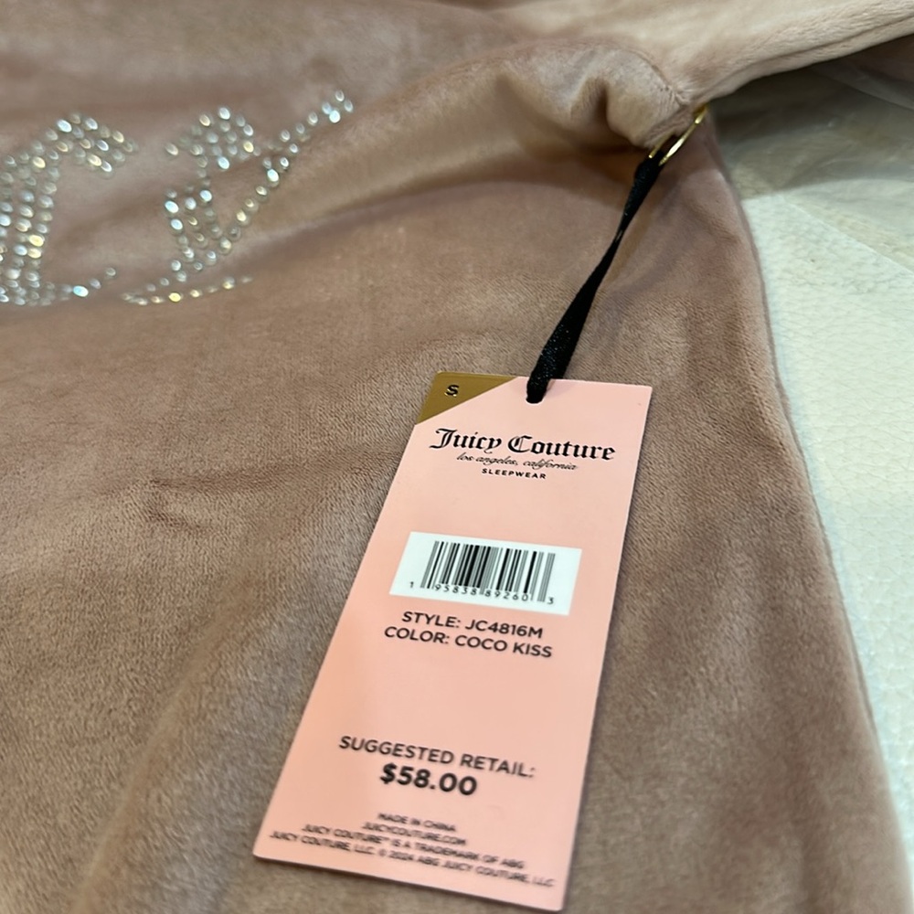 NWT JUICY COUTURE Coco Kiss 2pc Velvet Lounge Top&Pants Set With Rhinestone Logo - Picture 3 of 7